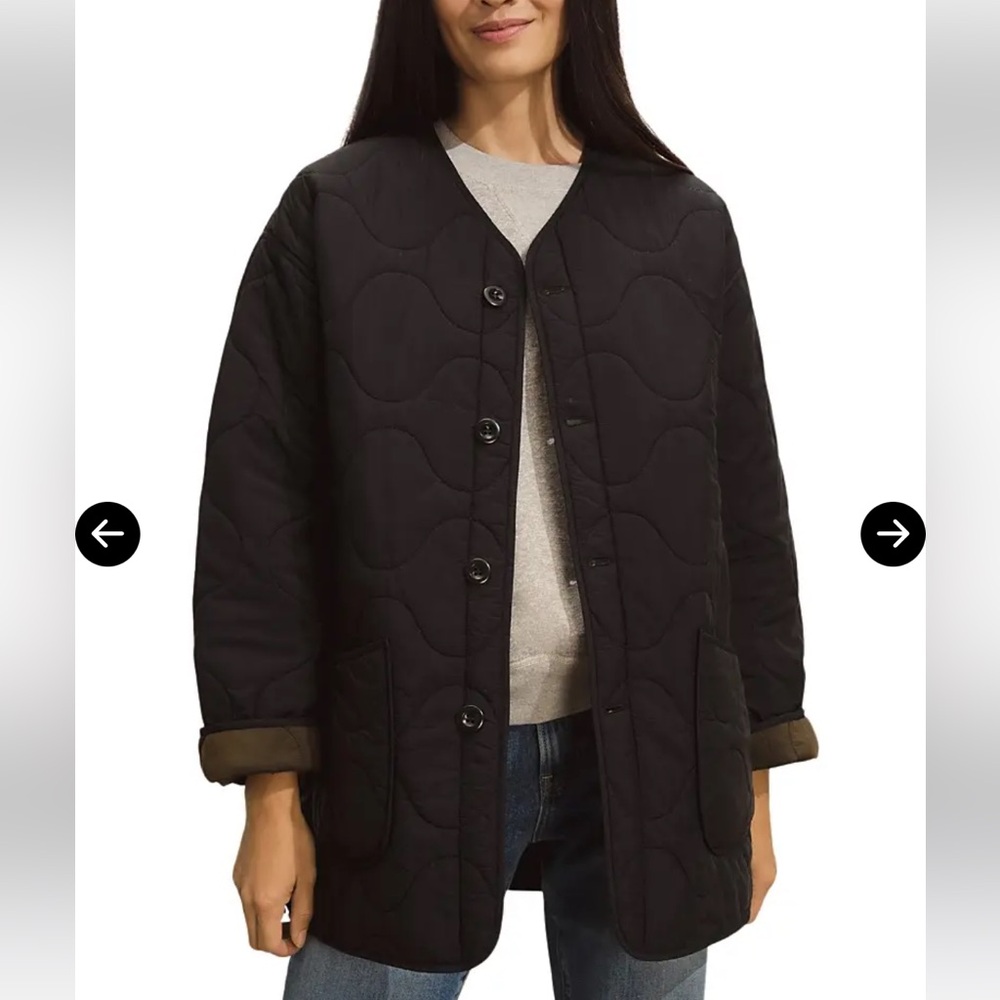 * NWOT * Buck Mason Womens Quilted reversible Jacket Olive Green/ Black XS
